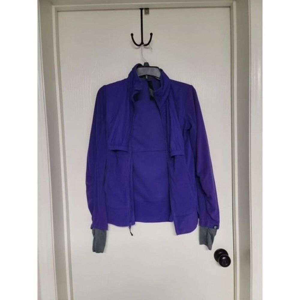 ~ womens purple full zip mondetta sweatshirt with sewn in thumb holes - size S